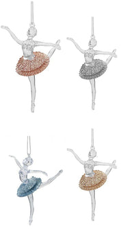 Beautiful Ballerina Christmas Tree Decoration Elegant Ballet Dancer Glitter Hanging Xmas Ornaments